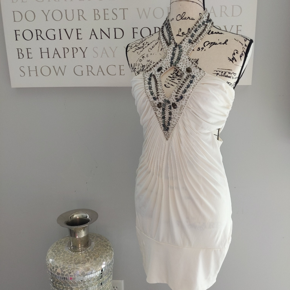 White rhinestone cocktail dress